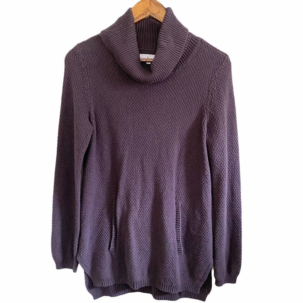 Lou & Grey Women's Textured Knit Cowlneck Kangaroo Pocket Sweater Size Medium